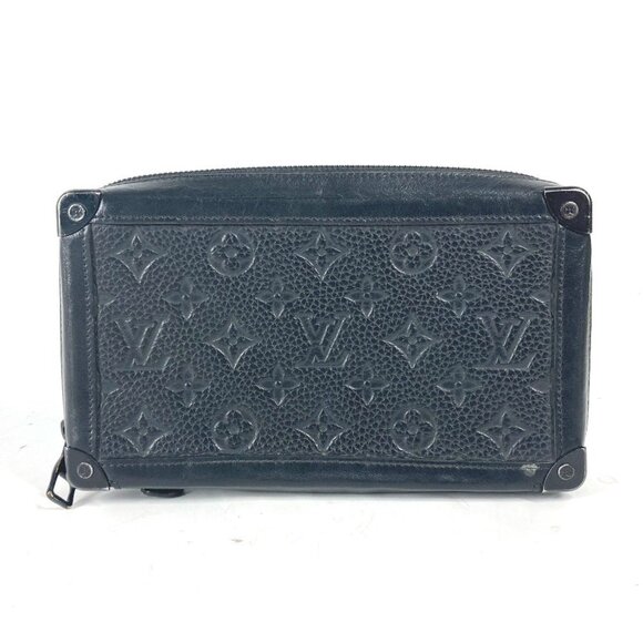 LOUIS VUITTON Black Monogram Leather Pouch - Picture 1 of 14